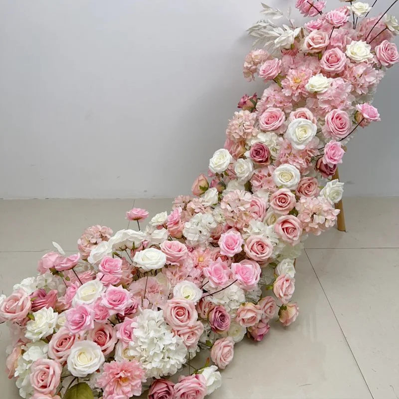 5D Luxury Artificial Flowers Wedding Decoration Table Long Runner Flower Row Floral Backdrop Arrangement Wall Arch Decor Props
