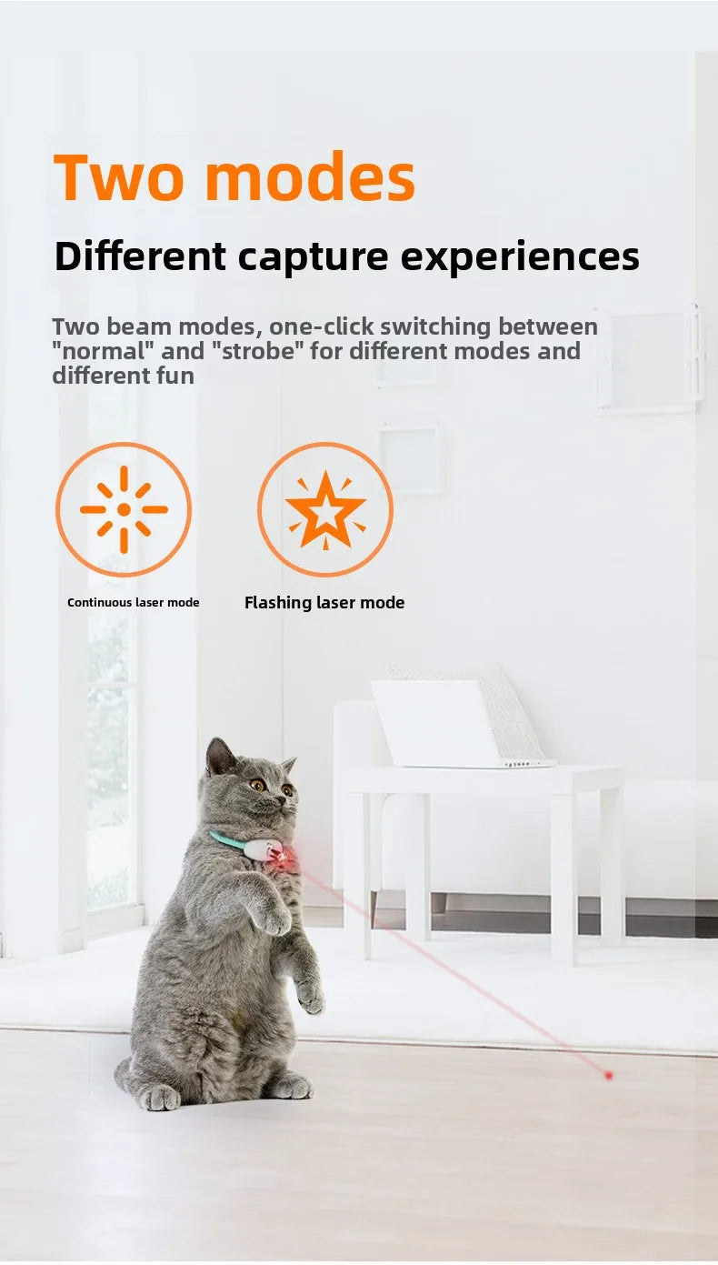 Adjustable Laser Cat Collar Interactive Toy Hands-Free Eye-Safe Red Light for Indoor Cats Dog Automatic Self-Play Toy