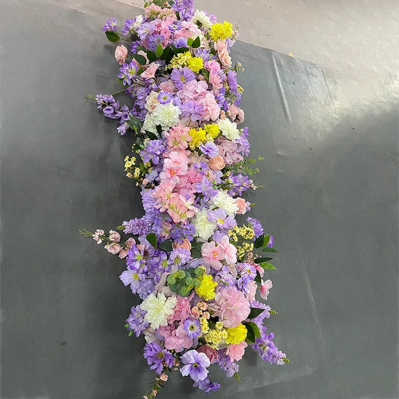 5D Luxury Artificial Flowers Wedding Decoration Table Long Runner Flower Row Floral Backdrop Arrangement Wall Arch Decor Props