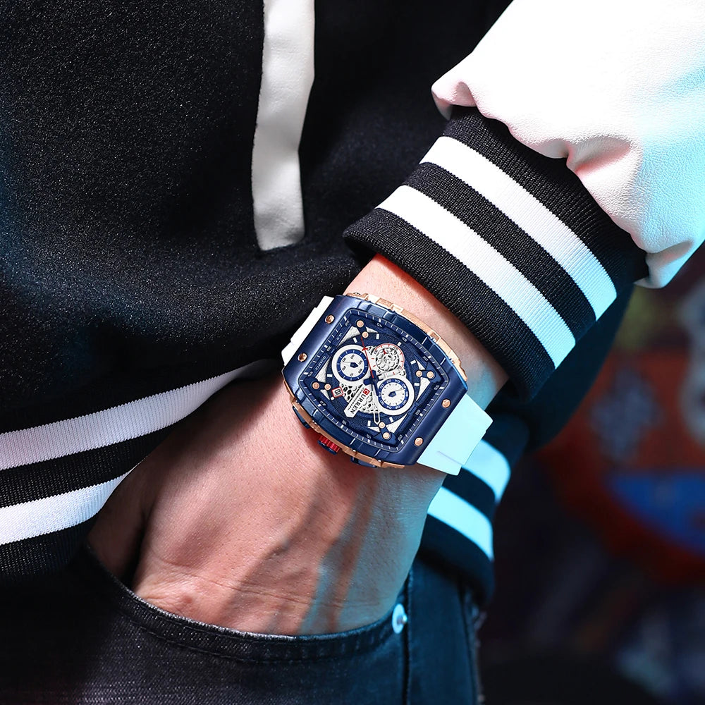 CURREN Orologi da uomo delle migliori marche Orologio da polso al quarzo quadrato di lusso Orologio cronografo luminoso impermeabile per uomo Orologio con data