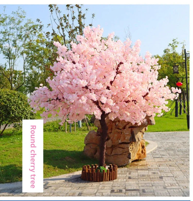 Romantic Simulation cherry tree double layer blooming cherry large plant cafe hotel shopping mall floor Decor props fake tree