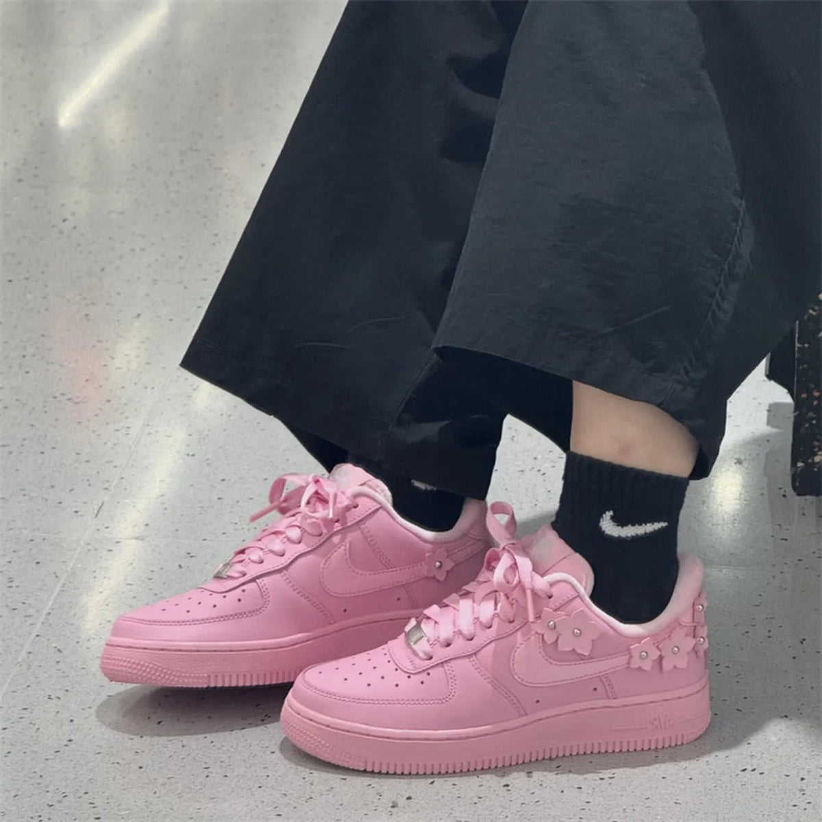Scarpe da Donna Nike Air Force 1'07 Originali Af1 Sneakers Casual con Rialzo alla Caviglia alla Moda Rosa Ir8637-600