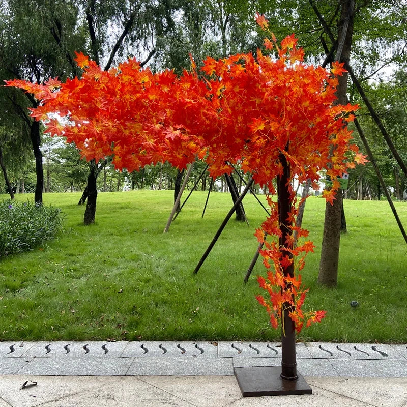 Romantic Simulation cherry tree double layer blooming cherry large plant cafe hotel shopping mall floor Decor props fake tree