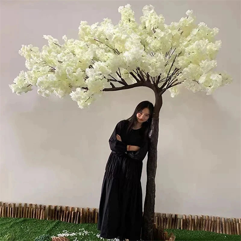 White artificial cherry blossom tree outdoor garden simulation cherry blossom tree wedding party hotel home decoration