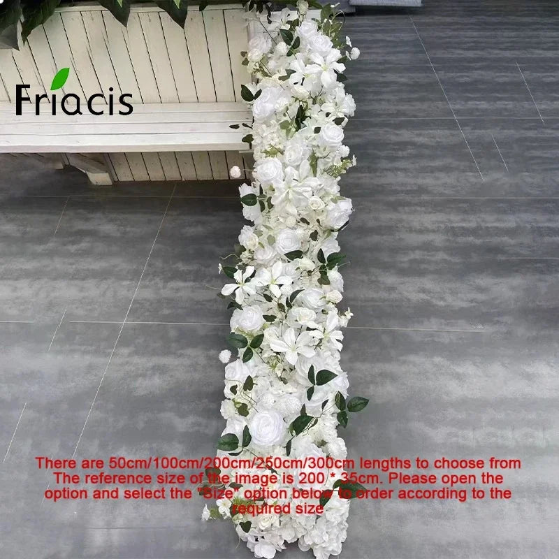 Event Table Floral Strip Silk Flower Row Wedding Backdrop Wall Decor Runner Arrangement Party Arch Deco Floral Celebration Props