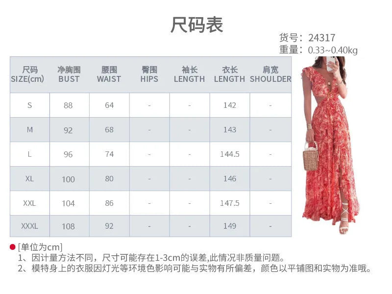 Abito lungo irregolare con piega cava aperta in vita senza maniche sexy stampato alla moda primavera da donna