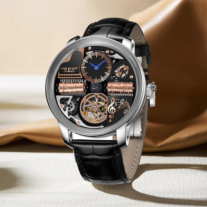 PINDU Design Nuovi orologi di lusso da uomo Business Fashion Orologi da polso meccanici automatici Orologio da uomo impermeabile Reloj Hombre P6655