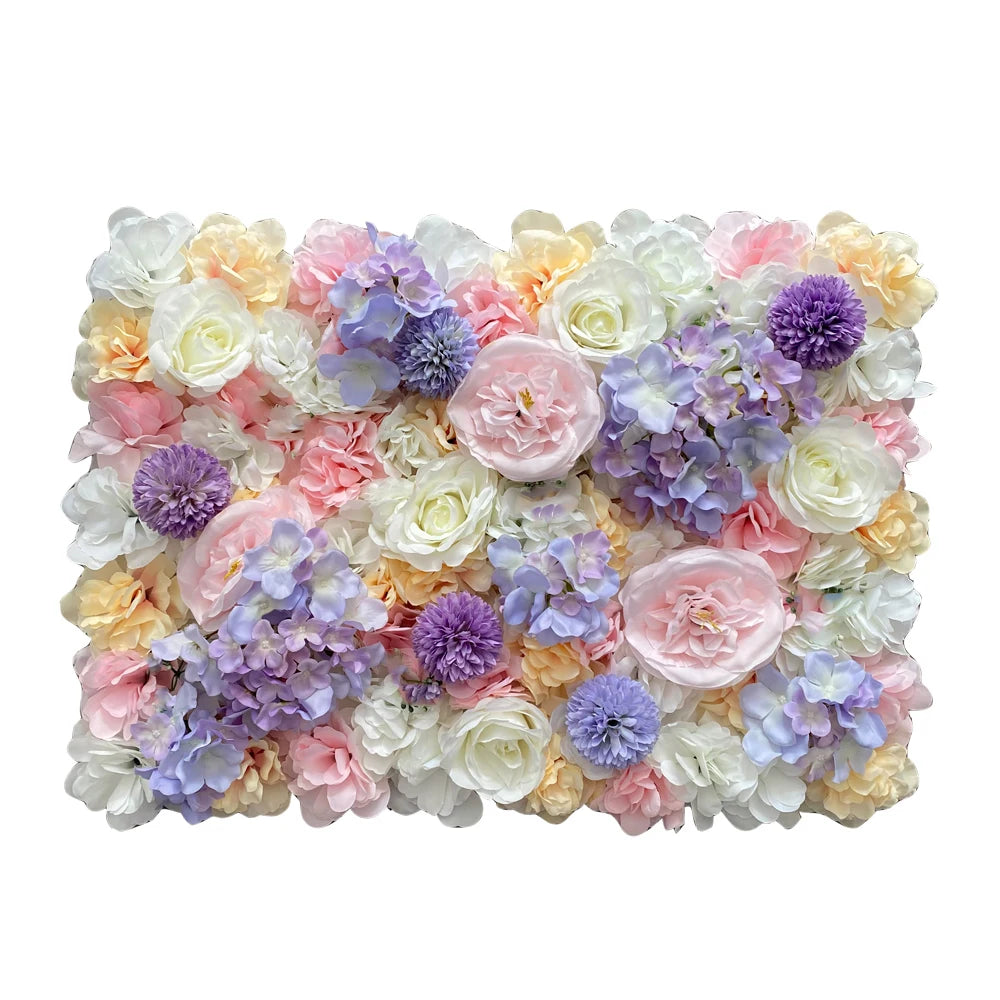 Flores de pared de fondo de seda rosa, decoración de boda, panel de pared de flores artificiales personalizado para telones de fondo de decoración del hogar, baby shower