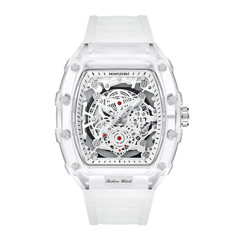 UTHAI BK134 Orologio da Uomo alla Moda a Forma di Botte Trasparente Impermeabile al Quarzo Orologio Sportivo Regalo per Uomo