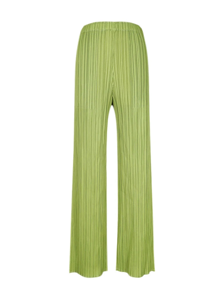 Pantaloni a vita alta a pieghe dritti larghi classici di design Miyake eleganti casual da donna primavera estate autunno disponibili
