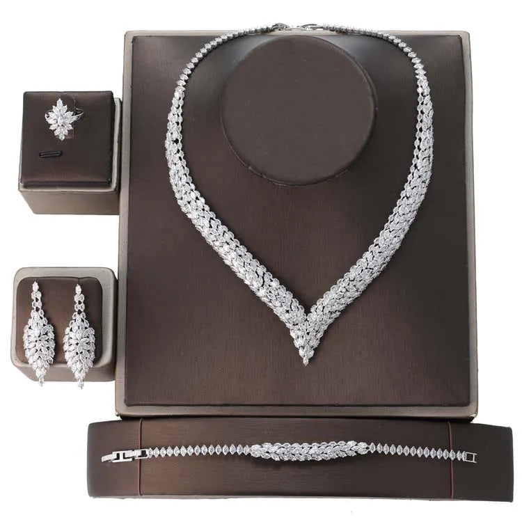 HADIYANA Set di gioielli donna lussuoso abito elegante accessori per gioielli BN8786 ornamento da sposa di lusso con zirconi cubici