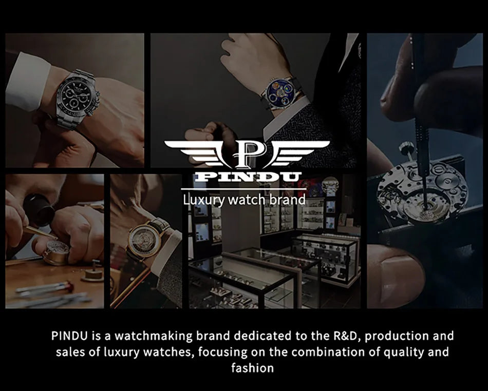 PINDU Design Nuovi orologi di lusso da uomo Business Fashion Orologi da polso meccanici automatici Orologio da uomo impermeabile Reloj Hombre P6655
