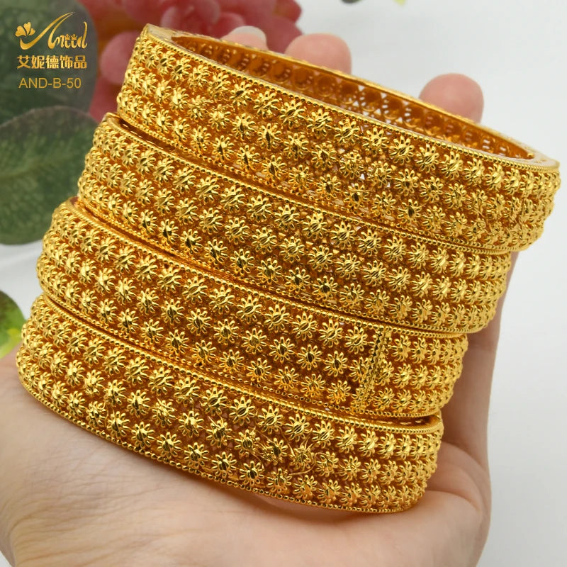 ANIID Luxury Dubai braccialetti Color oro per le donne braccialetti africani indiani placcati in oro 24 carati Charm Wedding gioielli arabi etiopi