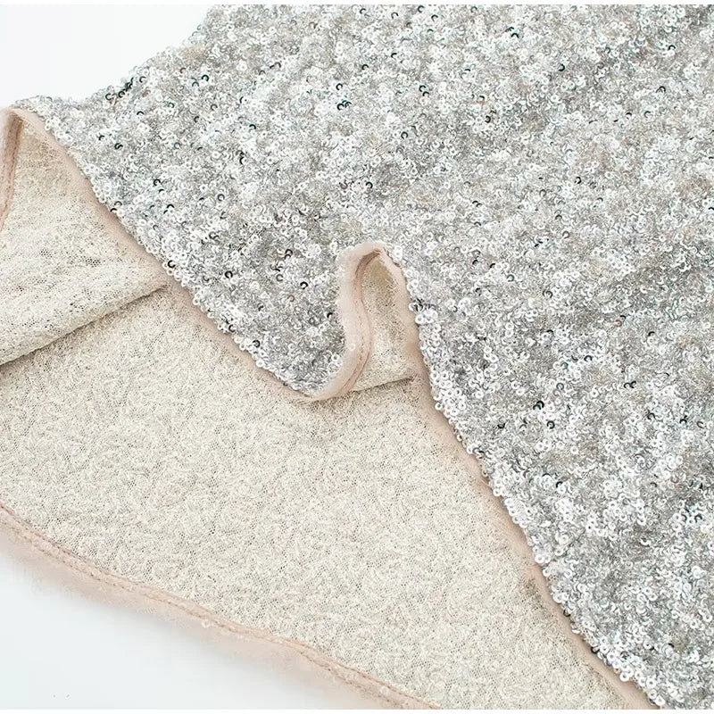 Elegante Abito con Paillettes da Donna Primavera Estate 2026, Vestito Senza Maniche con Scollo a Barca, Abito da Festa Scintillante, Dolce Abito da Ufficio Argento