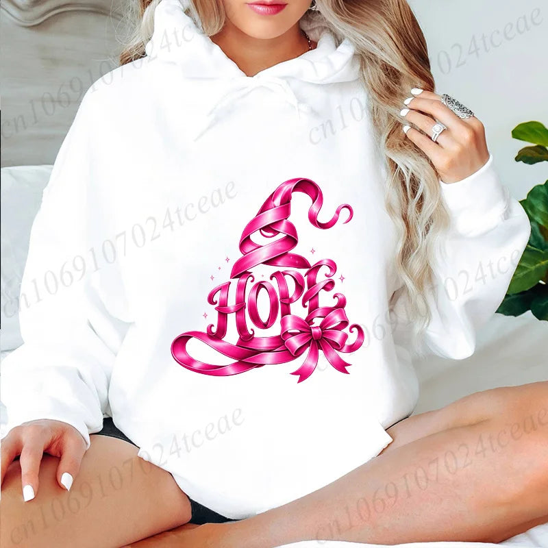 Felpe con cappuccio da donna per l'autunno, nuove felpe rosa con cappello da strega, tema Cancro al Seno, stile High Street, top da uomo, taglie forti, pullover con cappuccio.