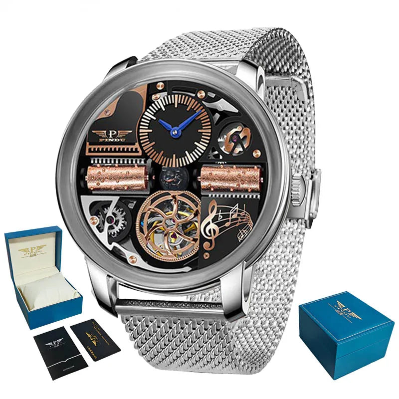 PINDU Design Nuovi orologi di lusso da uomo Business Fashion Orologi da polso meccanici automatici Orologio da uomo impermeabile Reloj Hombre P6655