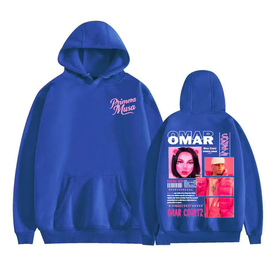 Omar Courtz Primera Musa Felpe con cappuccio grafiche Uomo Donna Abbigliamento Felpa moda Hip Hop Harajuku Felpa con cappuccio in pile casual Streetwear