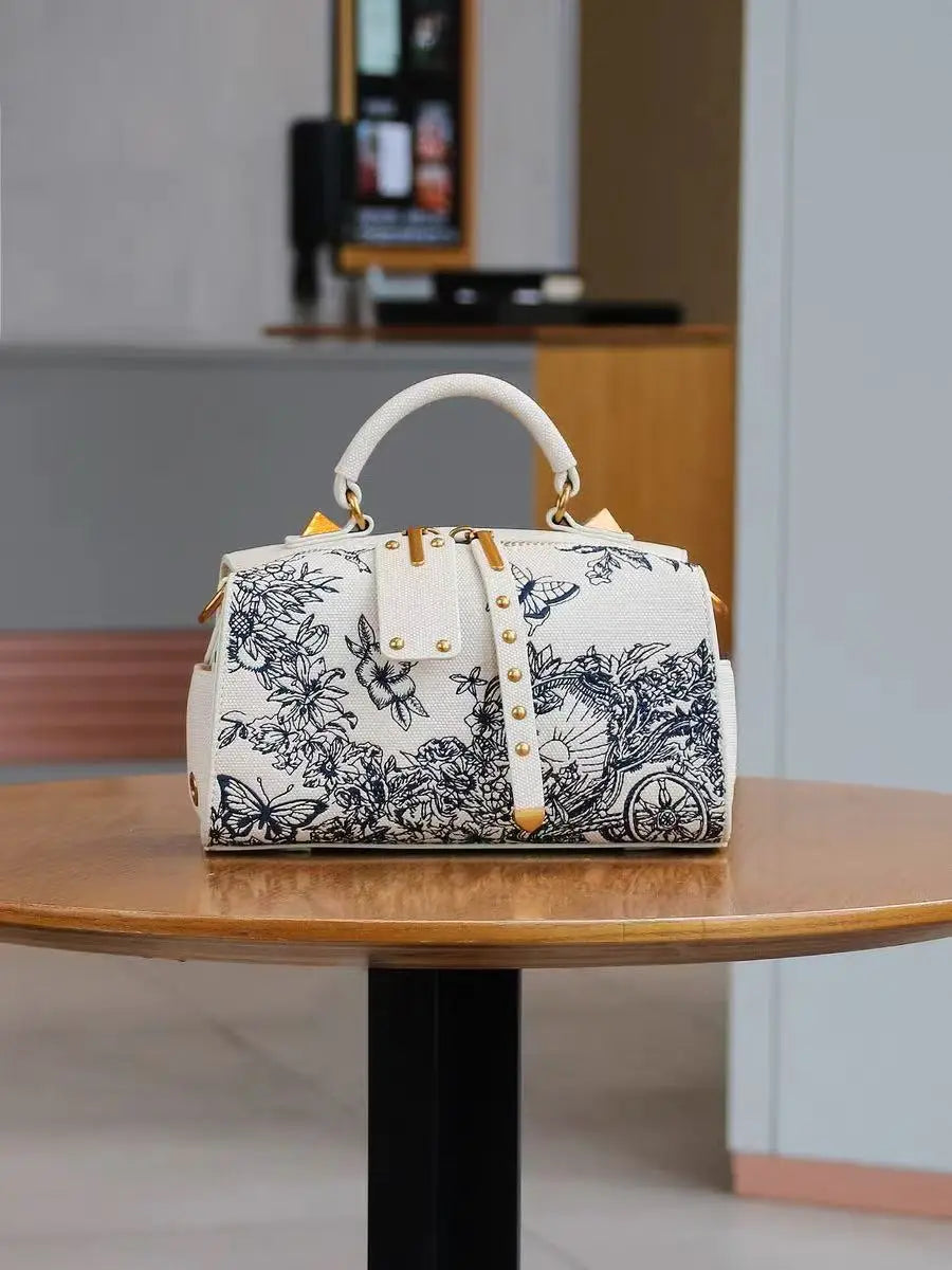 Borsa a Tracolla da Donna di Alta Qualità con Ricamo Floreale Testurizzato, Borsetta Elegante, Borsa a Spalla Femminile