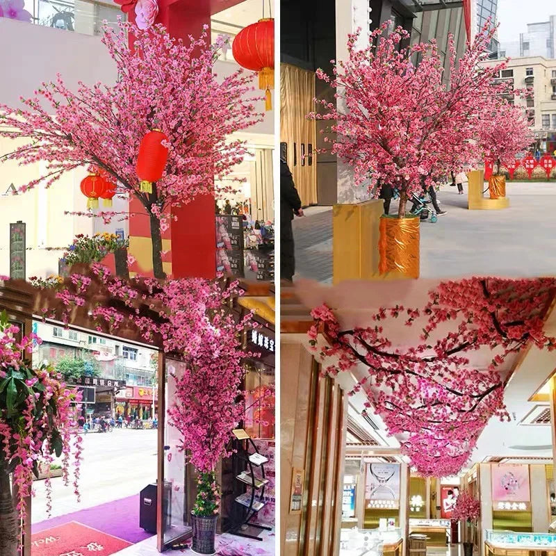 Adornos de melocotón artificiales para sala de estar, decoración de paisajismo de árbol falso de 65 cm, decoración de festival de flores falsas flexibles