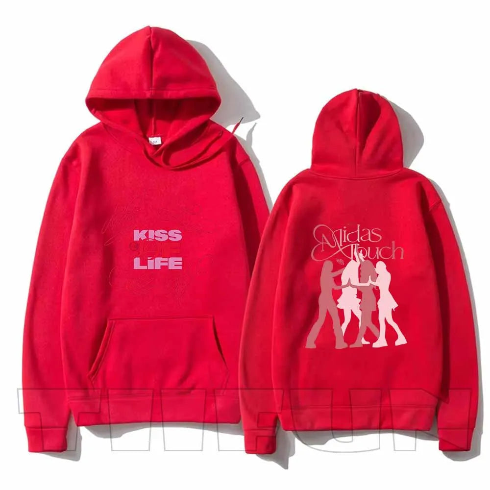 2025 Kiss Of Life Midas Touch Felpe con cappuccio retrò Moda Streetwear Pullover con cappuccio Grafica Sportwear Felpe casual Top