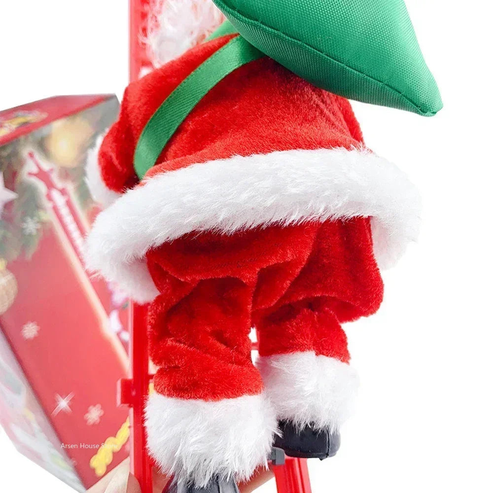 Electric Santa Claus Climbing Ladder Music Doll, Christmas Tree Hanging Ornaments, Decoration for Home, Navidad New Year Gift
