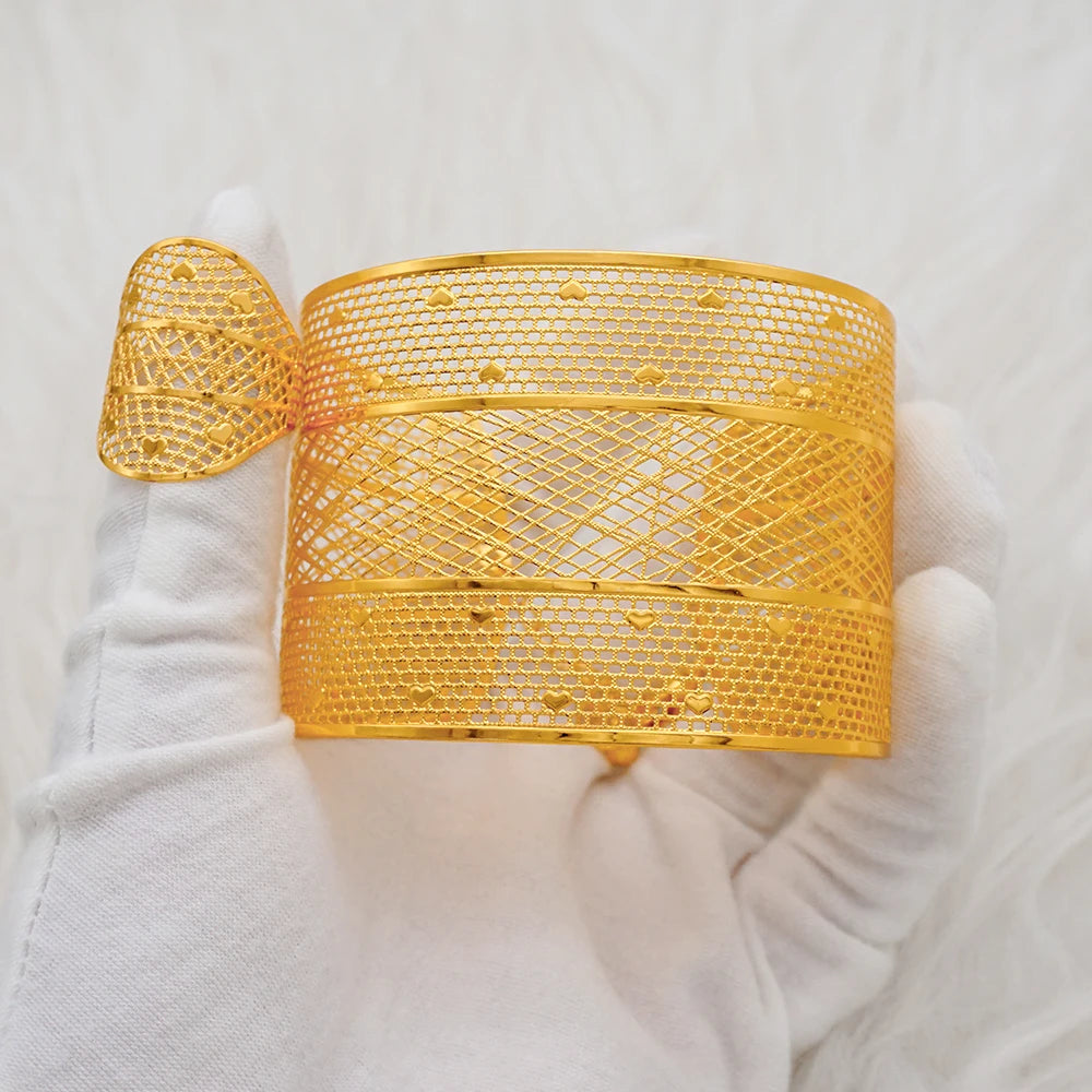 Bracciale color oro Dubai con anello per donna Bracciale con polsino a catena con ciondoli Bracciale indiano Arabo Francia Regali di gioielli da sposa