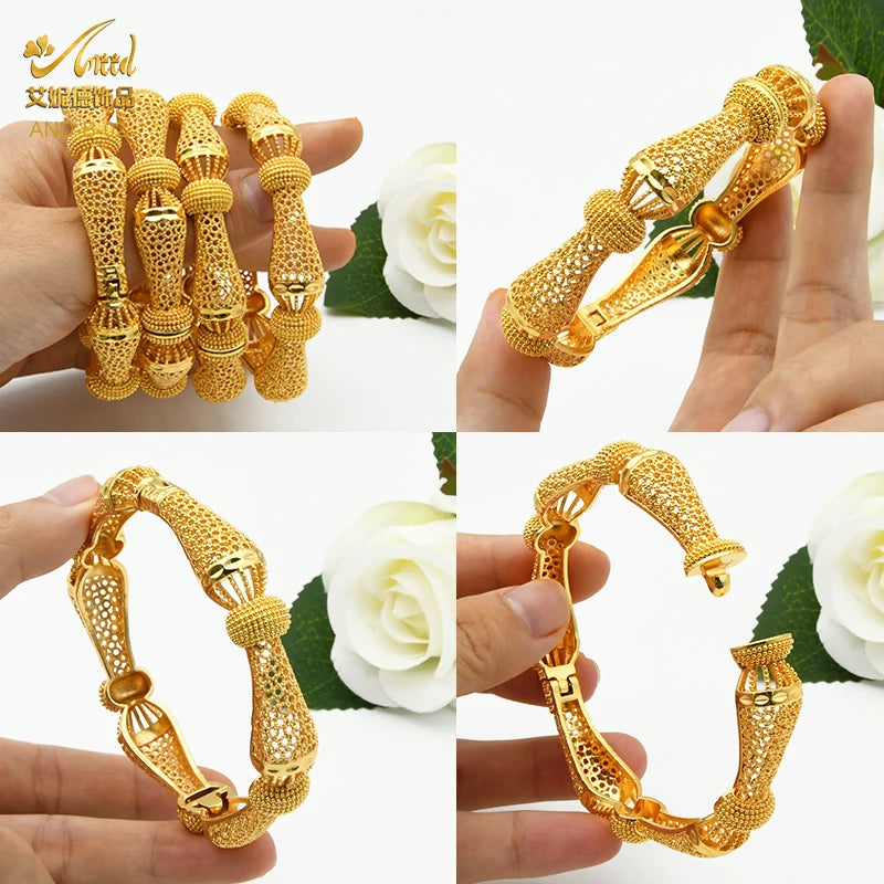 ANIID Bracciale con ciondoli da donna Bracciale in oro 24 carati Gioielli con fiori di Dubai Marchio di gioielli hawaiani etiopi di design africano