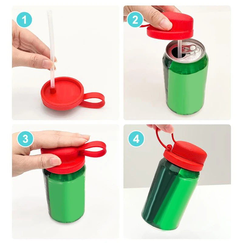 {MX} Creative Soda Can Sealed Cover Color Silicone Straw Beverage Can Cover For Canned Beverage Reusable Tank Lid
