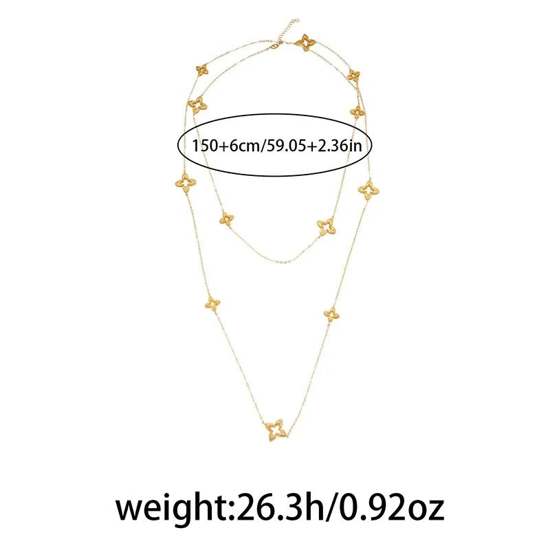 Set di Gioielli Quadrifoglio in Oro 3 Pezzi: Collana, Bracciale e Orecchini