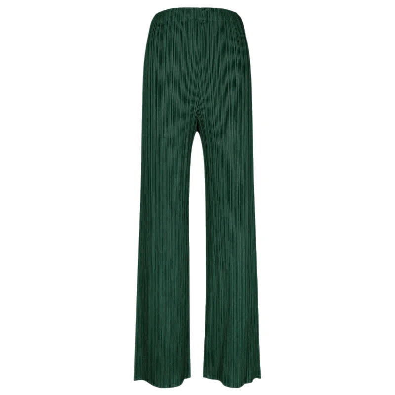 Pantaloni a vita alta a pieghe dritti larghi classici di design Miyake eleganti casual da donna primavera estate autunno disponibili