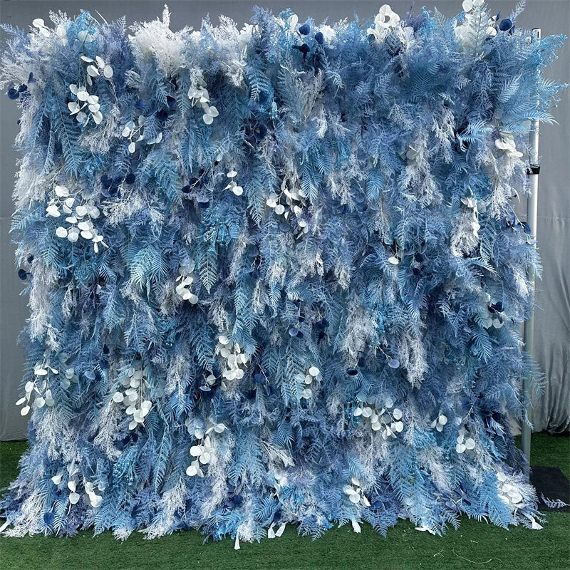 New 5D pink Feather Fabric Flower Wall Wedding Backdrop Decor Cloth Green Plants Wall Birthday Party Event Props Window Display