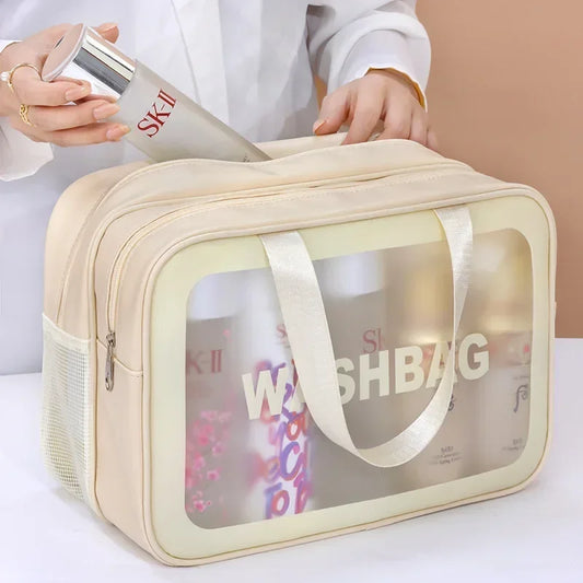 Dry wet separation sports swimming storage bag portable fitness bag, transparent waterproof pouch cosmetics organizer travel bag