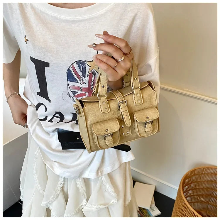 Borsa a Tracolla Stile Retrò Europeo e Americano, Borsa a Spalla Singola con Motivo Lychee, Borsa Messenger da Donna