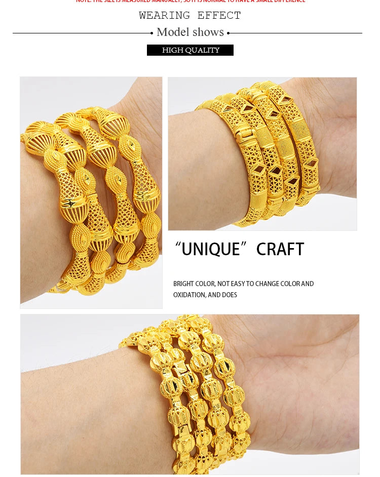ANIID Luxury Dubai braccialetti Color oro per le donne braccialetti africani indiani placcati in oro 24 carati Charm Wedding gioielli arabi etiopi