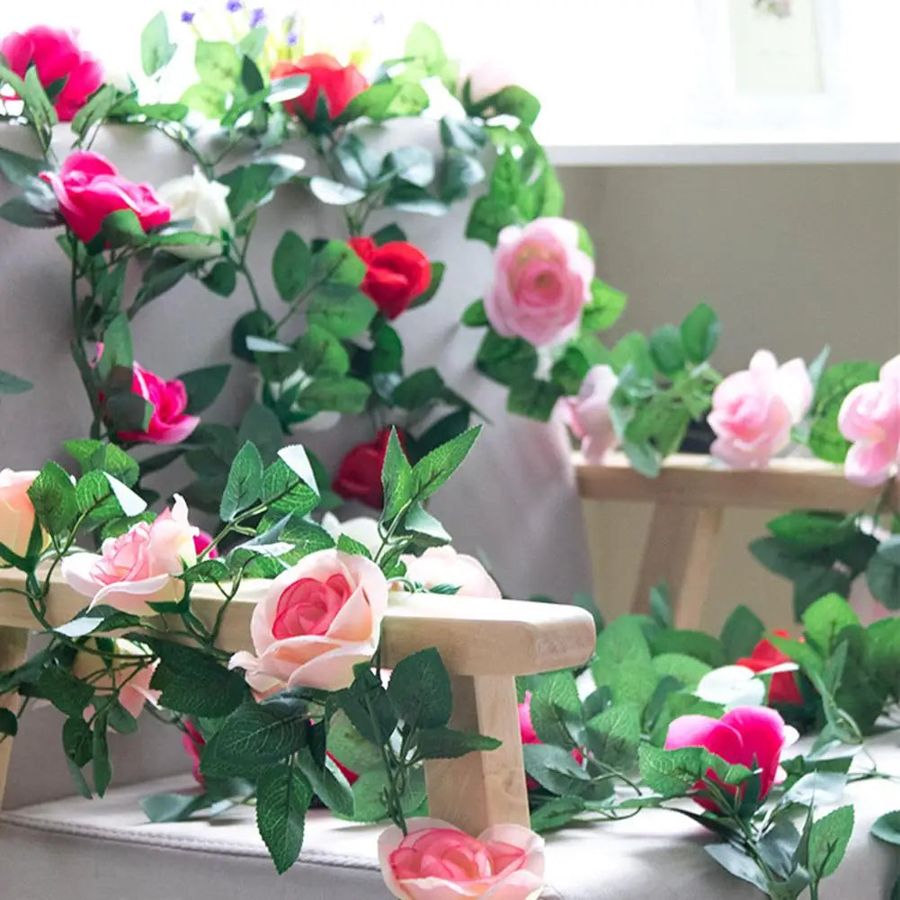 230cm Artificial Flowers Plants Rose Christmas Garland for Wedding Home indoor Outdoor Wall Decoration Garden Diy Birthday Party