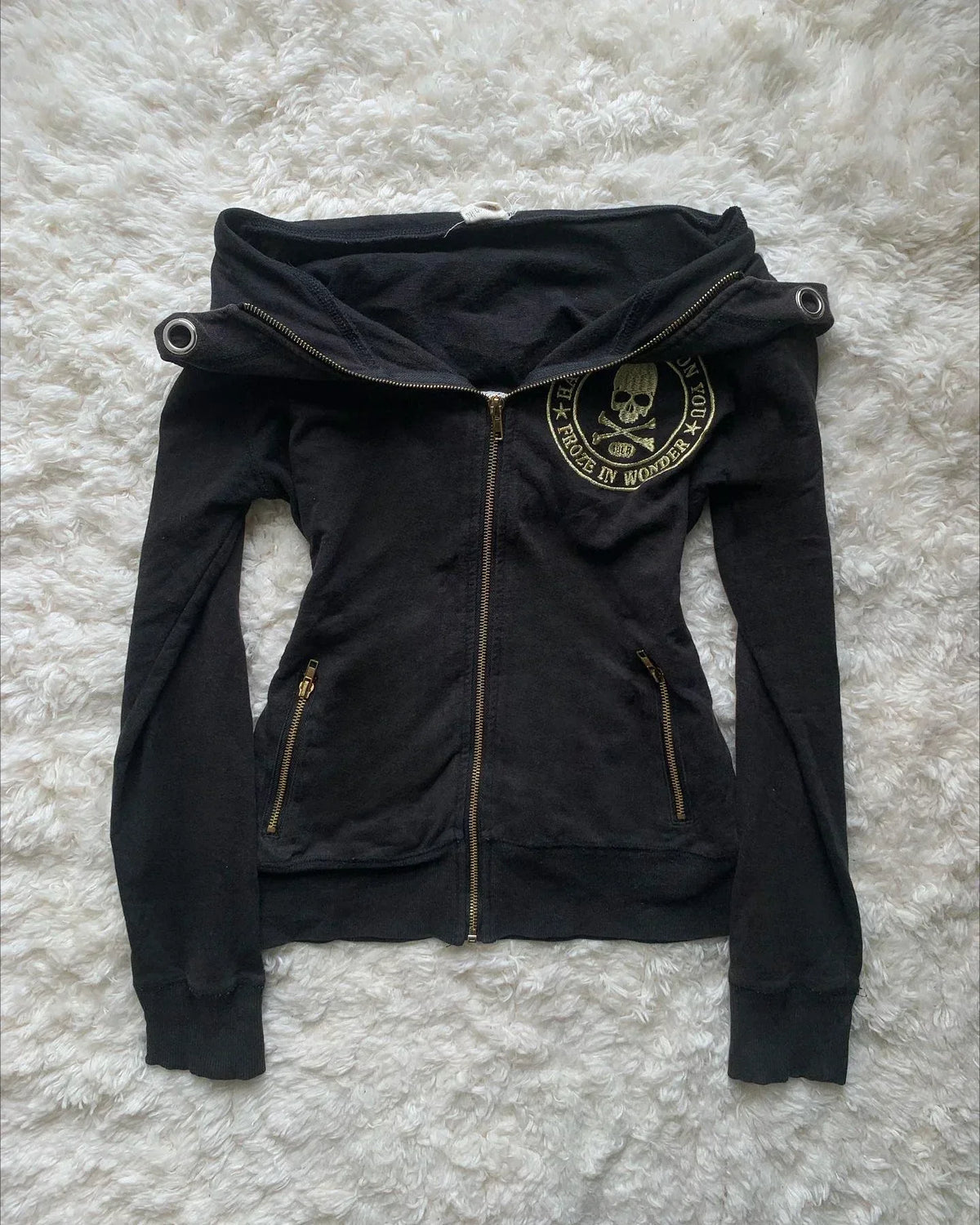 Felpa con cappuccio con strass e rivetti con ali d'angelo alla moda da donna gotica Y2K Abbigliamento Felpa oversize allentata casual Giacca pullover casual
