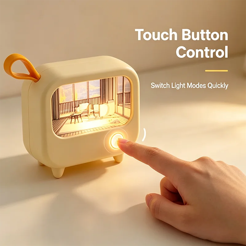 TV Painting Night Light Led Cute Child Learning Table Lamp Room Home Decoration Atmosphere Lighting Mini Desktop Birthday Gift