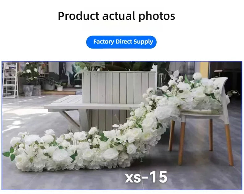 Event Table Floral Strip Silk Flower Row Wedding Backdrop Wall Decor Runner Arrangement Party Arch Deco Floral Celebration Props