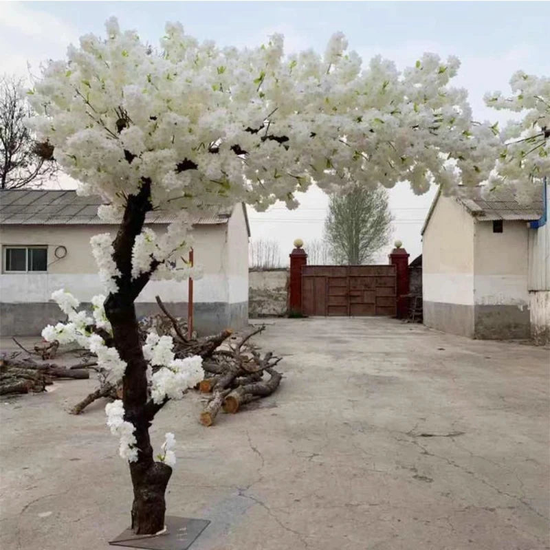 Romantic Simulation cherry tree double layer blooming cherry large plant cafe hotel shopping mall floor Decor props fake tree