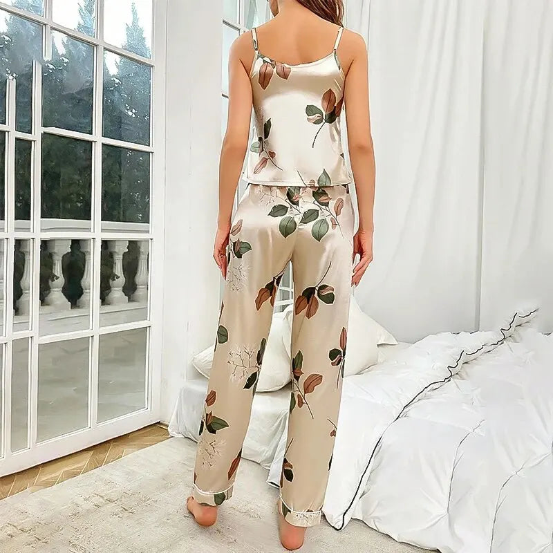 Pigiama Raso Elegante Foglie