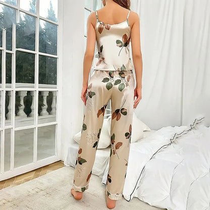 Pigiama Raso Elegante Foglie