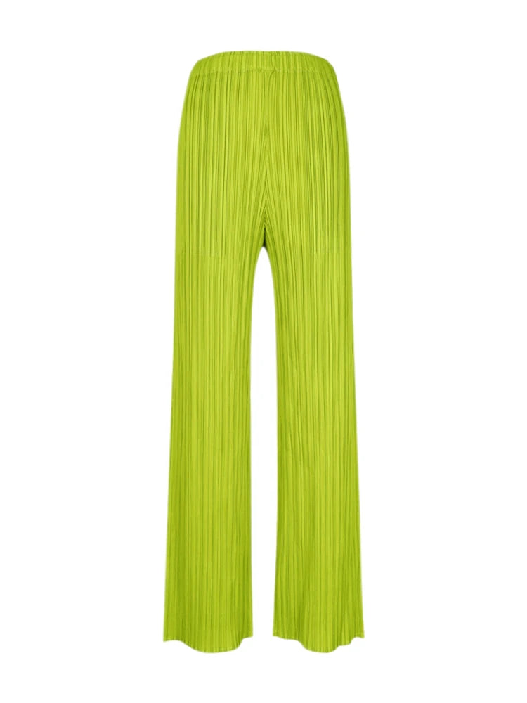 Pantaloni a vita alta a pieghe dritti larghi classici di design Miyake eleganti casual da donna primavera estate autunno disponibili