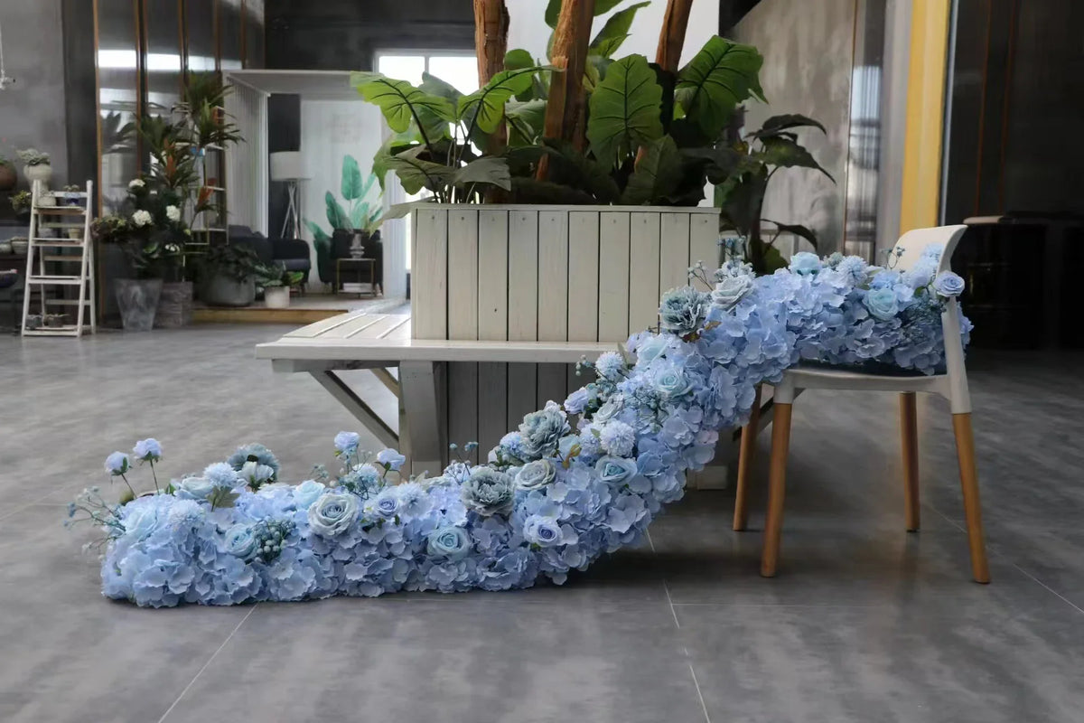 Custom Artificial Flowers Strips Arrangement Event Backdrop Arch Decor Wall Hanging Floral Row Table Sofa Runner Wedding Props