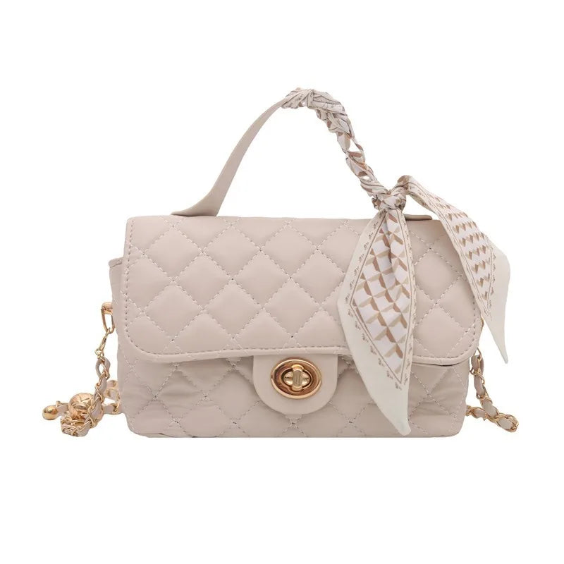 Borsa a tracolla estiva da donna, piccola e quadrata, stile elegante, nuova collezione 2026, di alta gamma, con catena e motivo a griglia