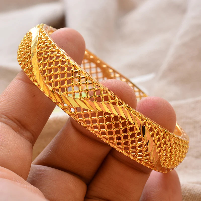 Bracciali Placcati Oro in Stile Dubai per Donne, Gioielli di Lusso per Matrimoni Arabi