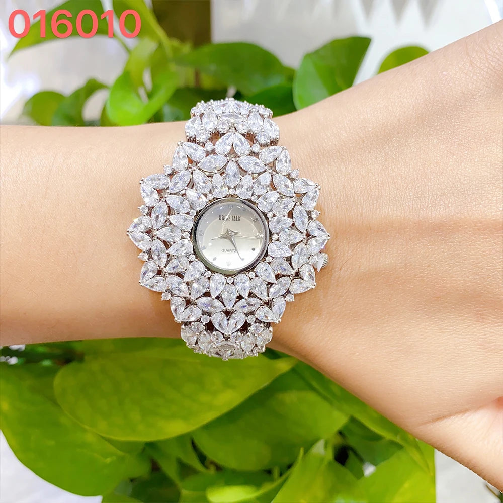 016010 Orologio di lusso da donna Bracciale per orologio in cristallo di zircone AAA per movimento di gioielli per feste di nozze Accessori per orologi impermeabili
