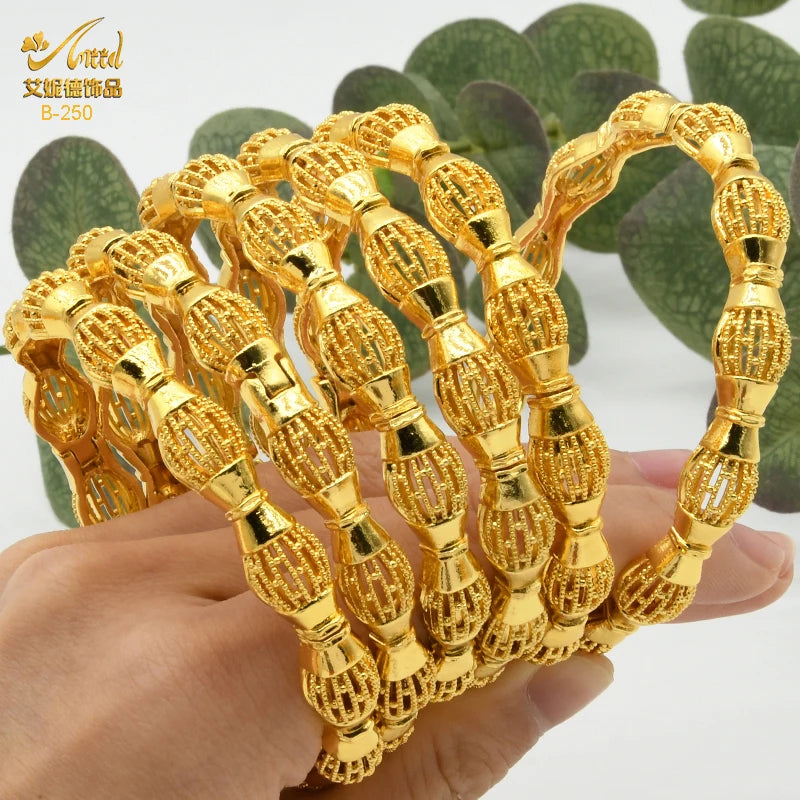 Braccialetti donna africana Dubai Color oro 24k bracciale gioielli indiani per le donne braccialetti arabi con ciondoli da sposa marchio di lusso