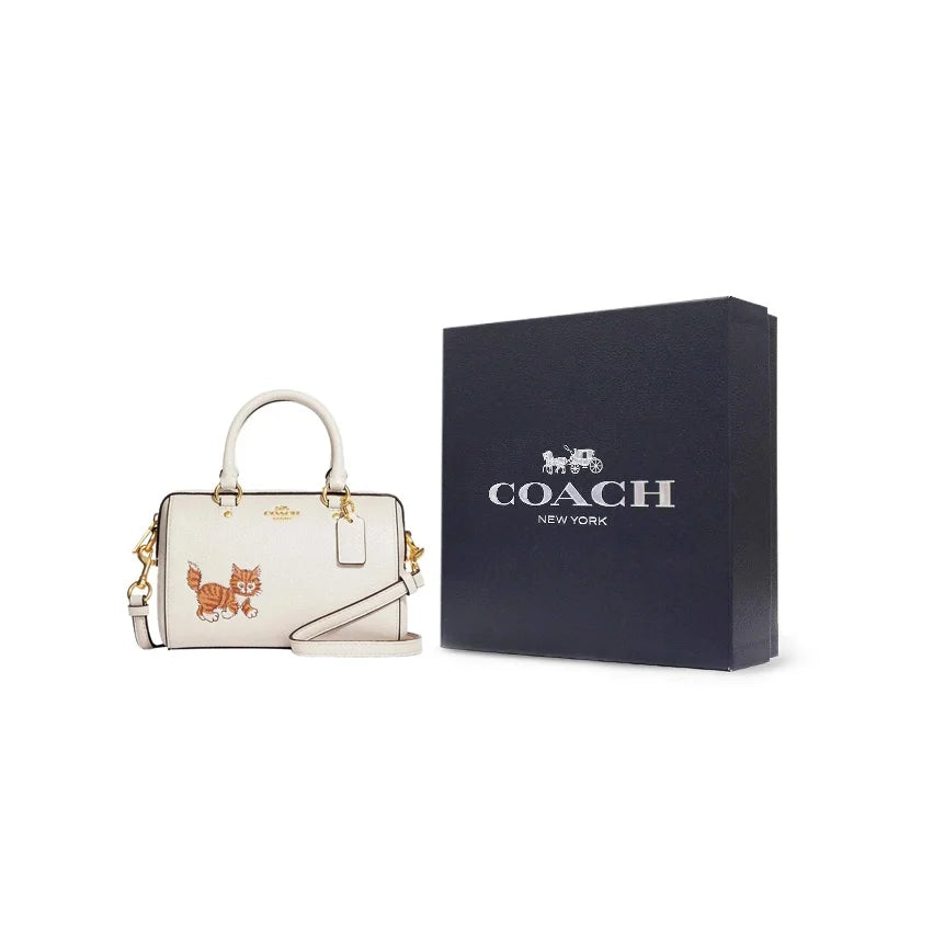 Borsa a tracolla in pelle COACH Rowan, borsa a spalla, mini borsa da donna bianco gesso CD445-IMCAH