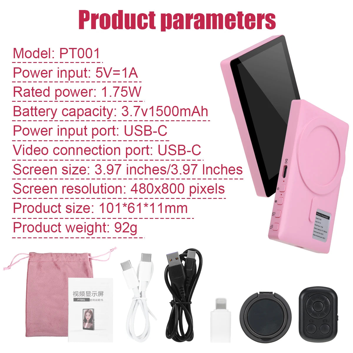 Wireless Vlog Mobile Magnetic Selfie Screen Using Phone Rear Camera for Selfie Vlog or Live Stream Compatible.