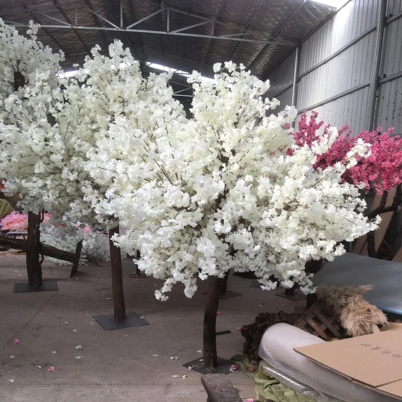 Romantic Simulation cherry tree double layer blooming cherry large plant cafe hotel shopping mall floor Decor props fake tree